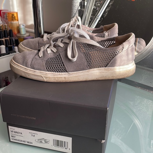 Vince Camuto mesh suede Breya grey sneakers - Picture 2 of 6